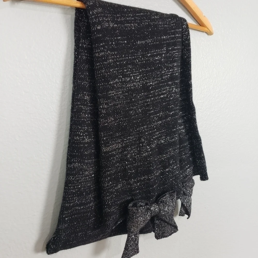 PORTOLANO Wool Fur Blend Bow Detail Scarf